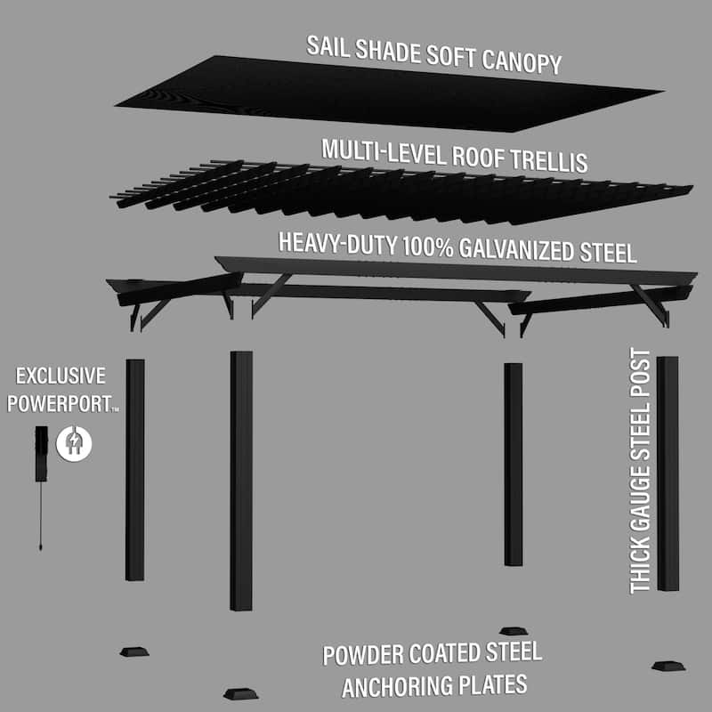 Backyard Discovery Stratford 16x12' Galvanized Steel Pergola w/ Canopy