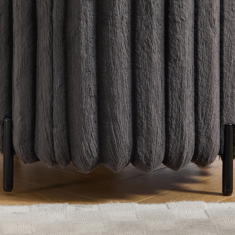 22.1"W Modern Round Ottoman,Upholstered Foot Stool with Metal Legs