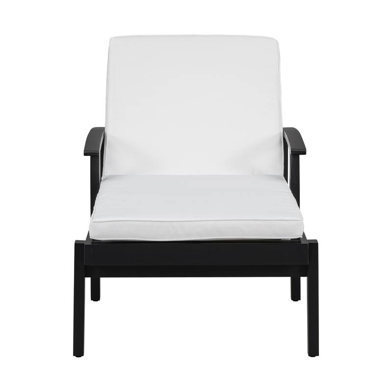 Rossetta Acacia Wood Adjustable Seating Non-porous Fabric Chaise Lounge with Thin Slat Panels