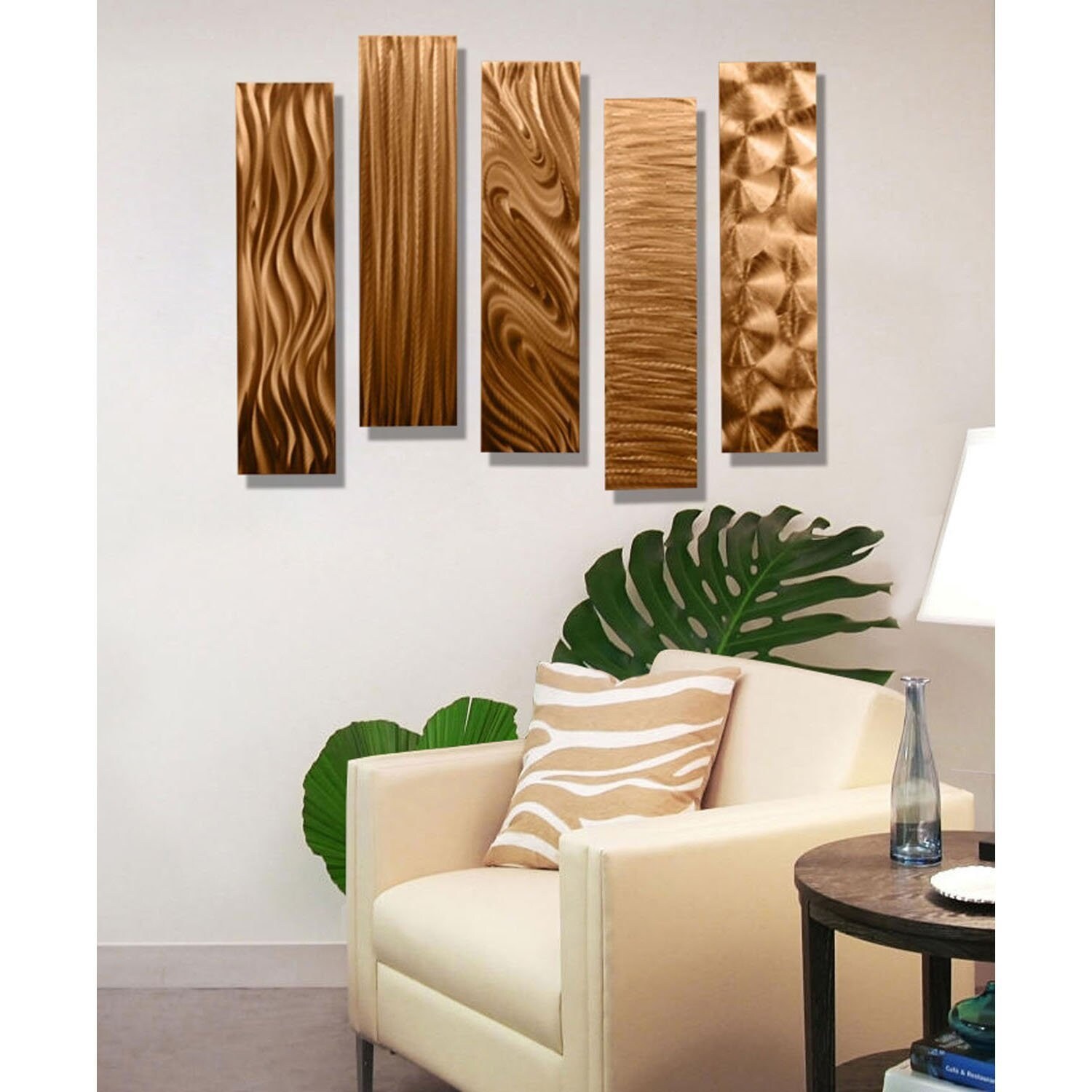 Statements2000 3D Metal Wall Art Accent Panels Modern Copper Decor by Jon  Allen (Set of 5) - 5 Easy Pieces Copper
