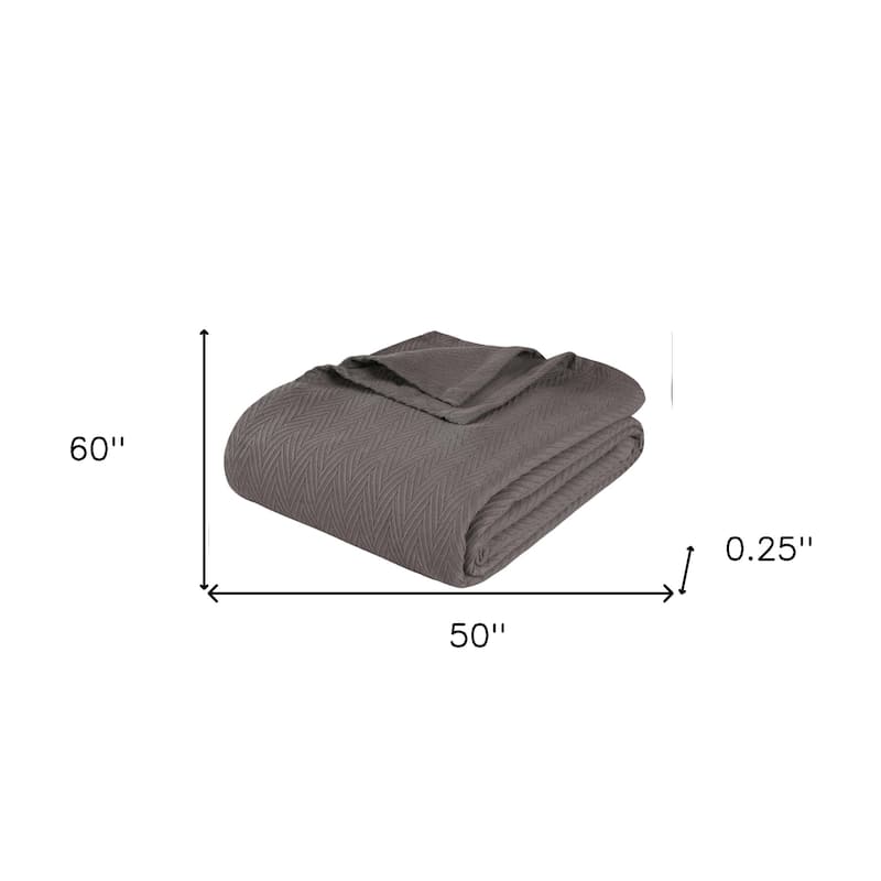 HomeRoots 50" X 60" Charcoal Cotton Woven Chevron Throw Blanket