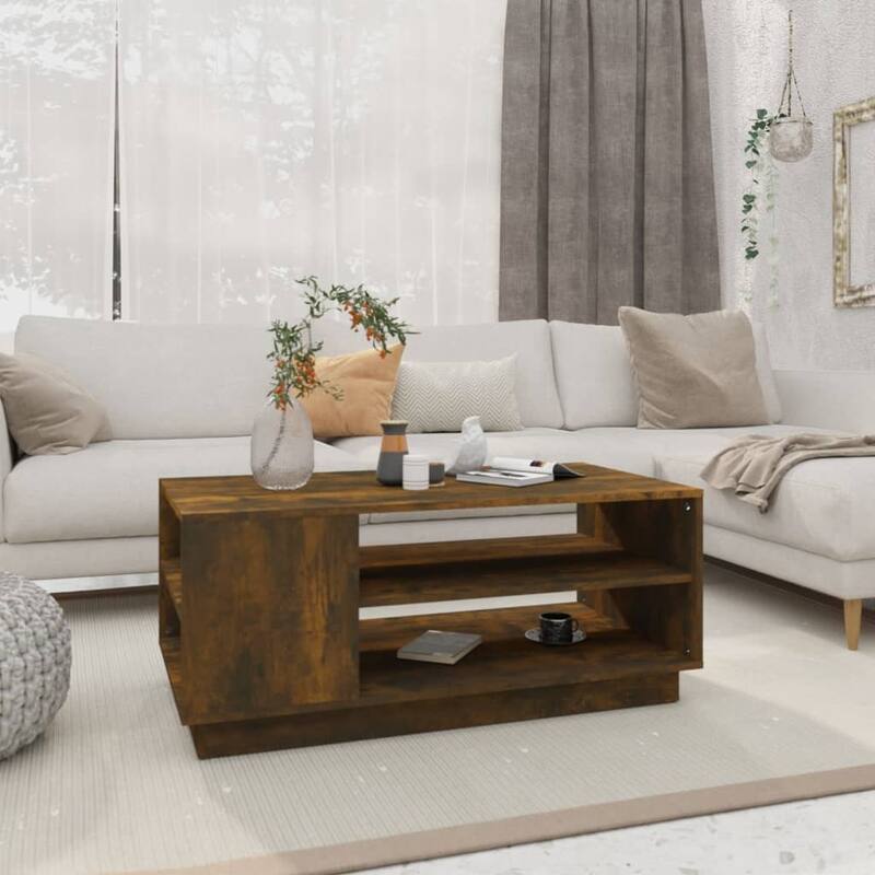 vidaXL Coffee Table Accent End Side Sofa Table for Living Room Engineered Wood - 40.2" x 21.7" x 16.9" - Smoked oak