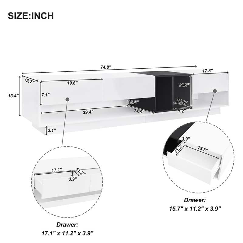 Modern/Sleek Wood TV Stand for TVs Up to 80'', Entertainment Center with Multiple Storage Solutions
