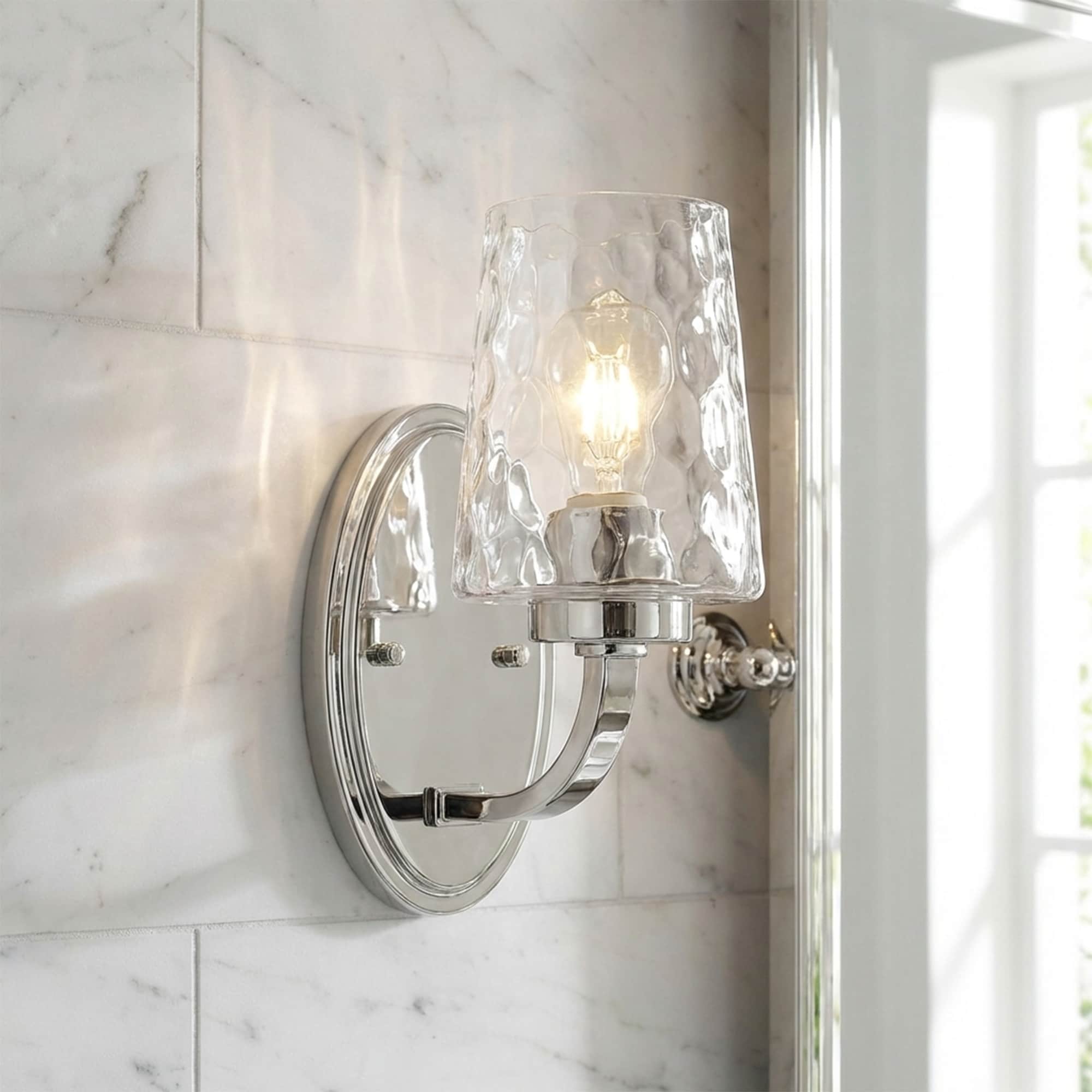 Acroma 1-Light Modern Glam Wall Sconce with Textured Glass Shade