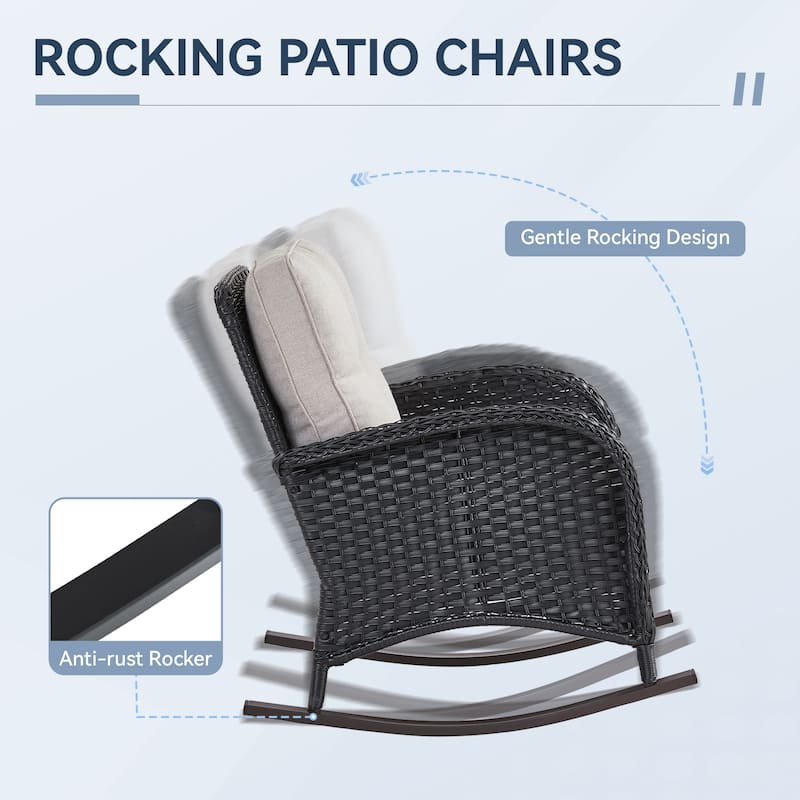 Gymojoy Outdoor Wicker Patio Furniture Loveseat Glider Set