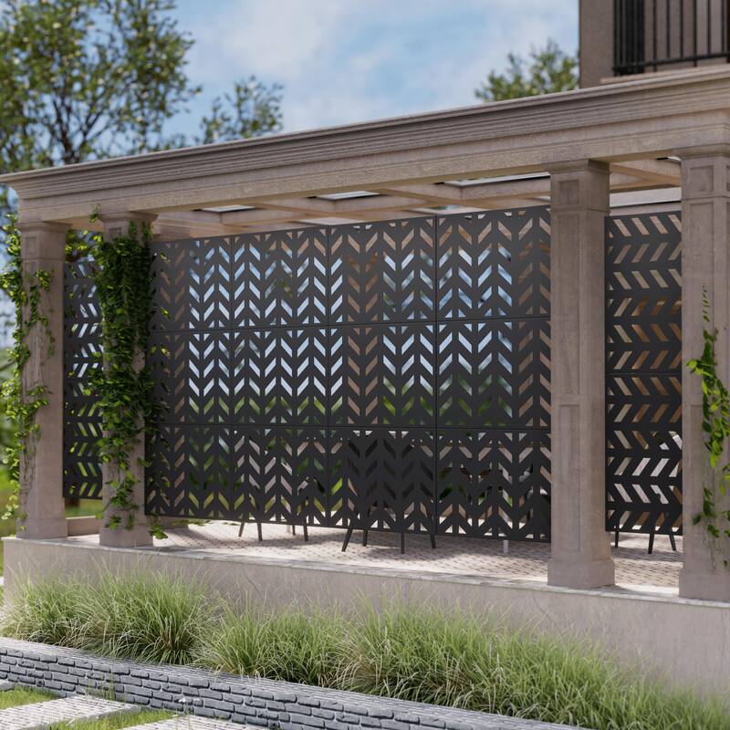 Outdoor Privacy Screen Metal Privacy Screen Panel Free Standing - 72*35