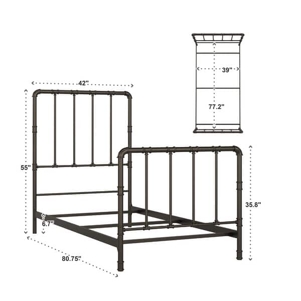 dimension image slide 3 of 4, West Antique Industrial Iron Bed by iNSPIRE Q Classic