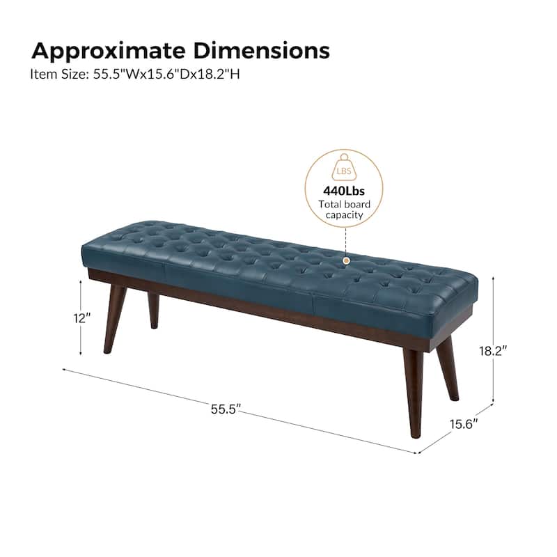 Felisa Modern Genuine Leather Tufted Bench With Solid Wood Base By HULALA HOME