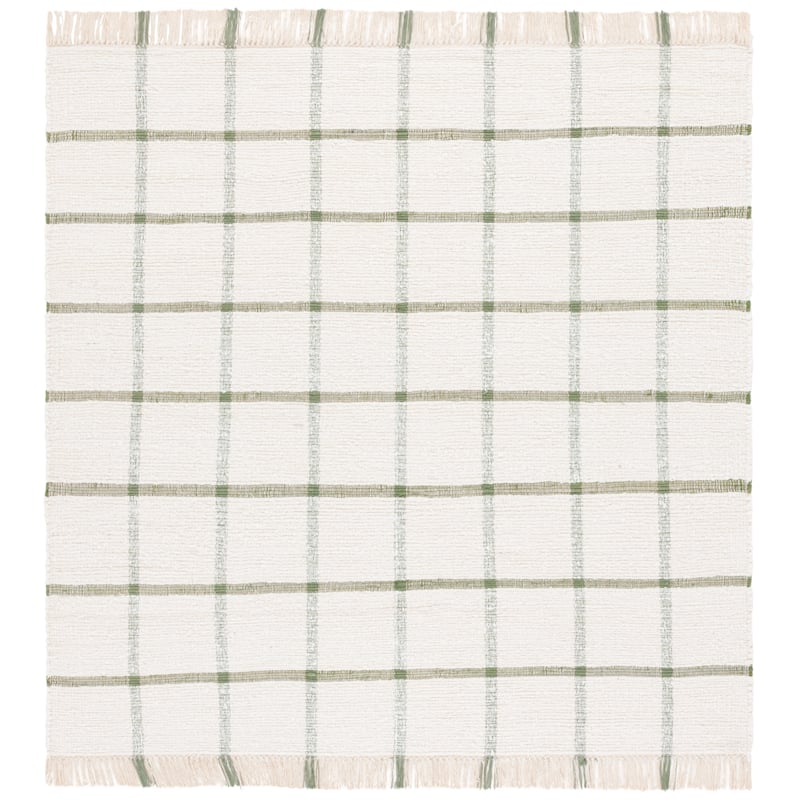 SAFAVIEH Handmade Montauk Espedita Cotton Rug - 6' Square - Ivory/Green
