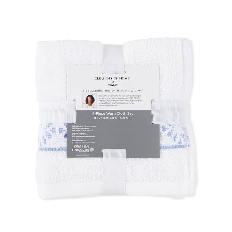 Clean Design Home x Martex 4-Pack Wash Towel Set