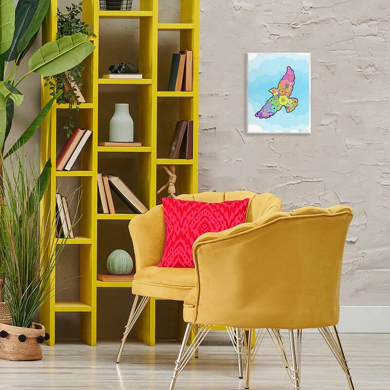 Stupell Bright Floral Bird Outline Wall Plaque Art Design By Katie Conley