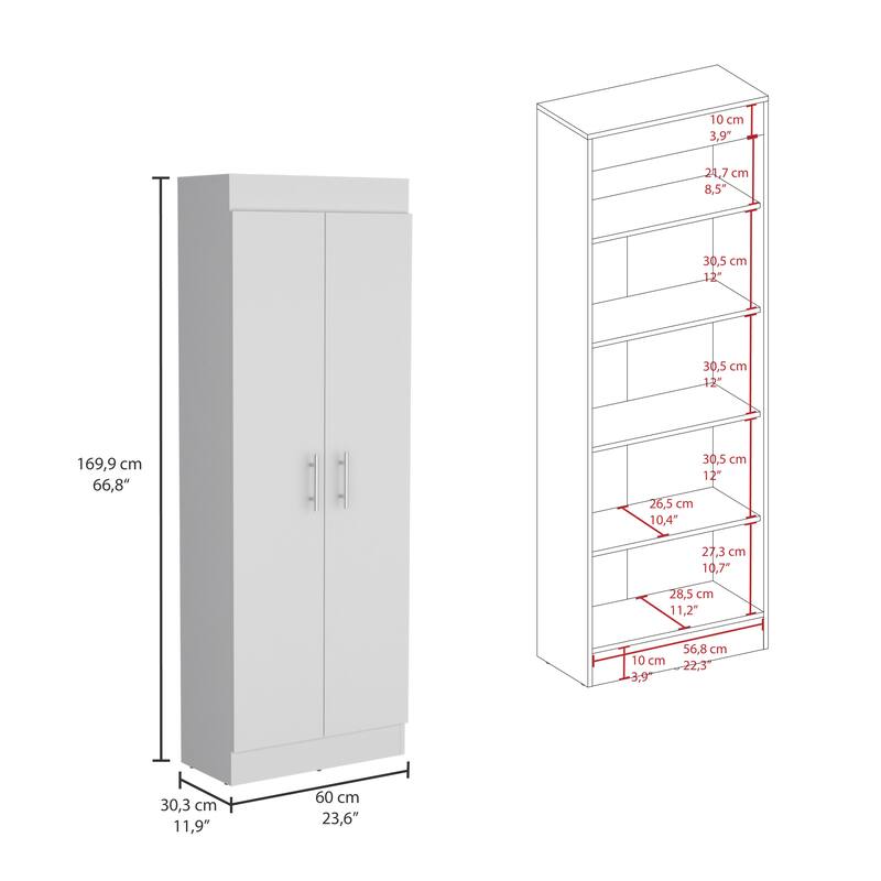 Pantry Cabinet, Space-Efficient 2-Door Design with Multiple Shelves