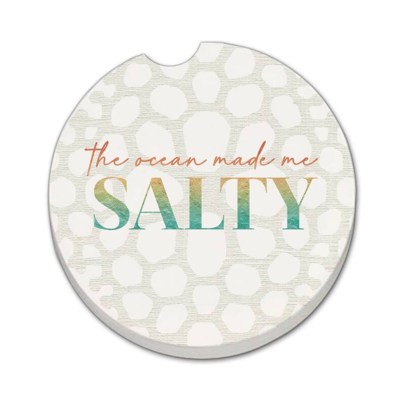 Salty 2 Pack Absorbent Stone Coaster for Vehicle Cup Holder 2.6” Diameter Manufactured in The USA - Multi
