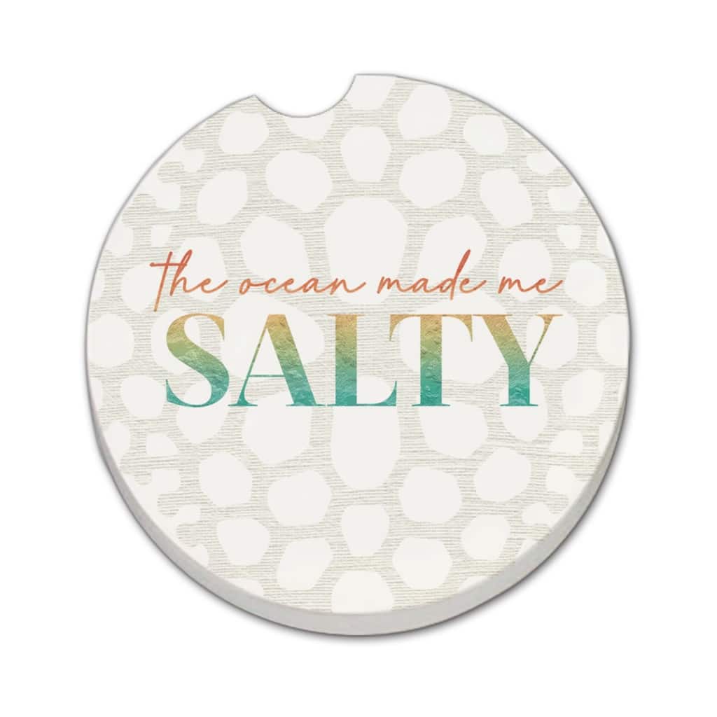Salty 2 Pack Absorbent Stone Coaster for Vehicle Cup Holder 2.6” Diameter Manufactured in The USA
