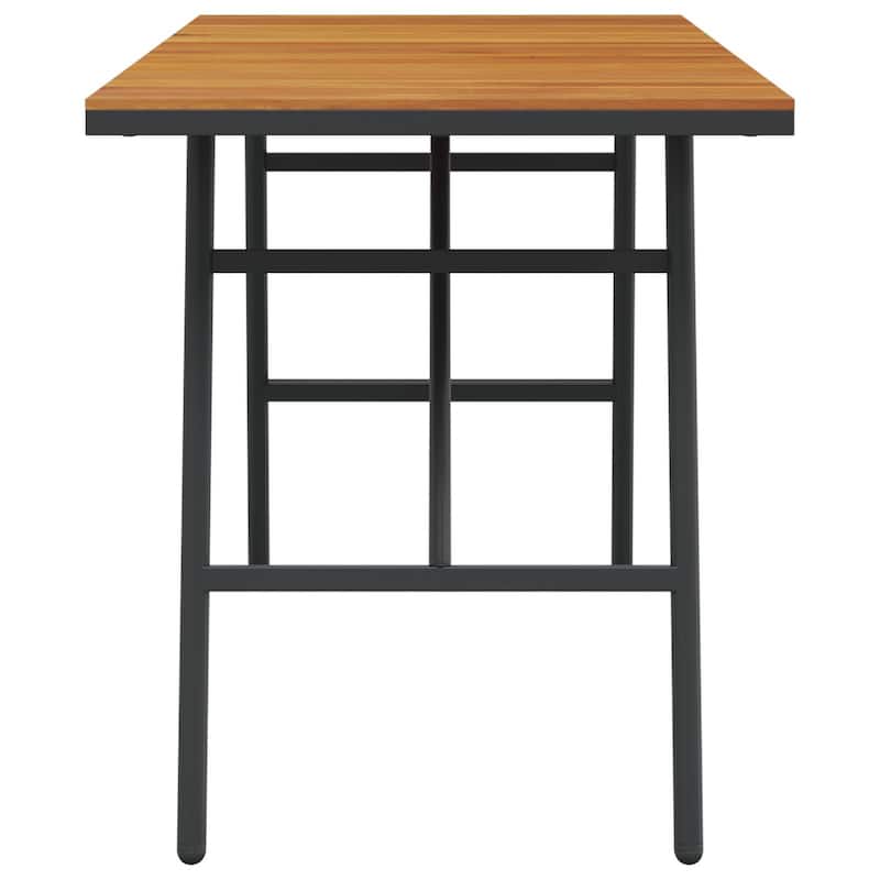 vidaXL Dining Table - Black, 43.3x21.7x24.4 in, Made from Solid Acacia Wood - 43.3 x 21.7 x 24.4 in