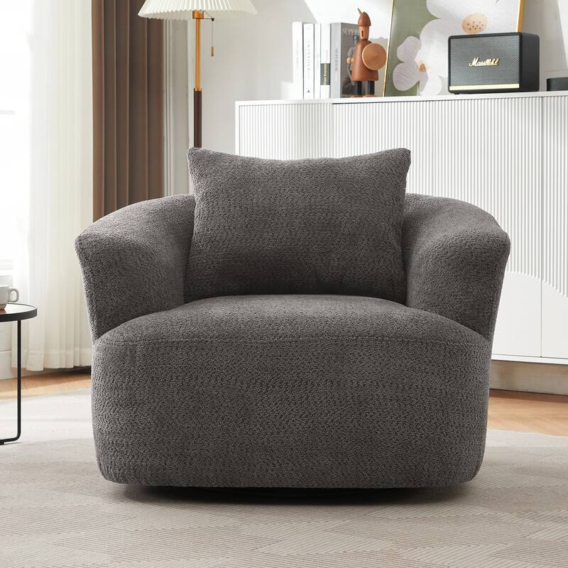 360 Swivel Upholstered Barrel Sofa Chair - Grey