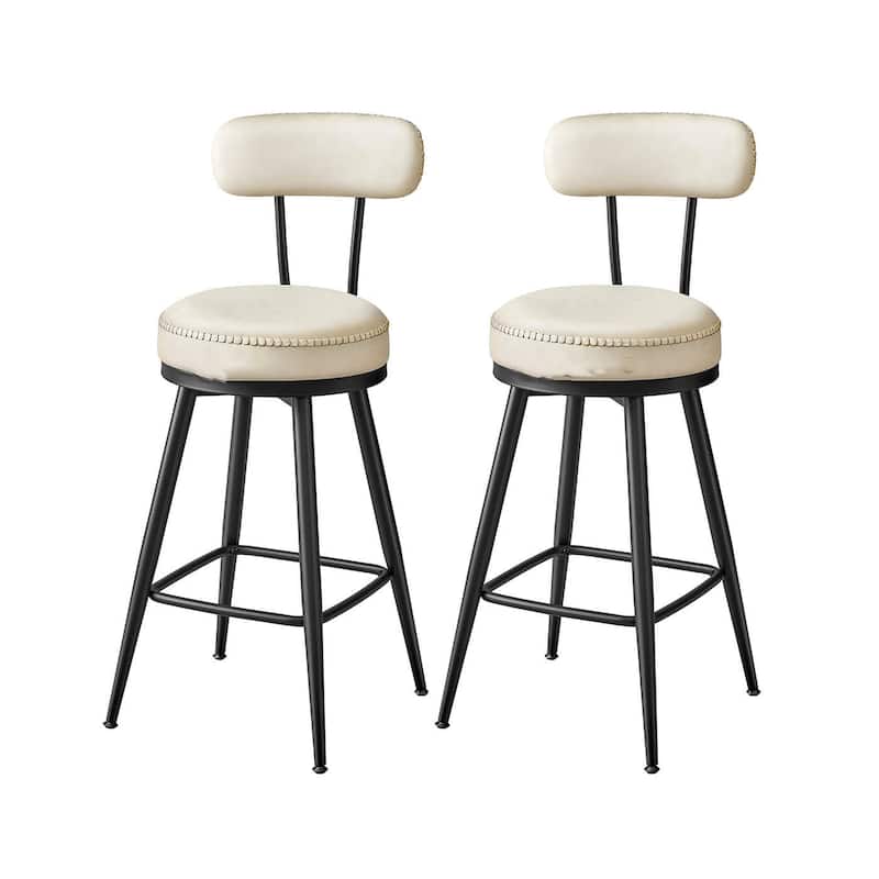 360 Swivel Bar Stools with Backrest and Steel Legs Footrest Perfect for Dining Room Set of 2