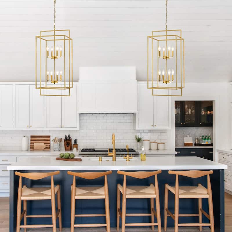15.74inch Cage Two-tier 8-light Height Adjustable Metal Frame Chandelier for Multiple Different Spaces