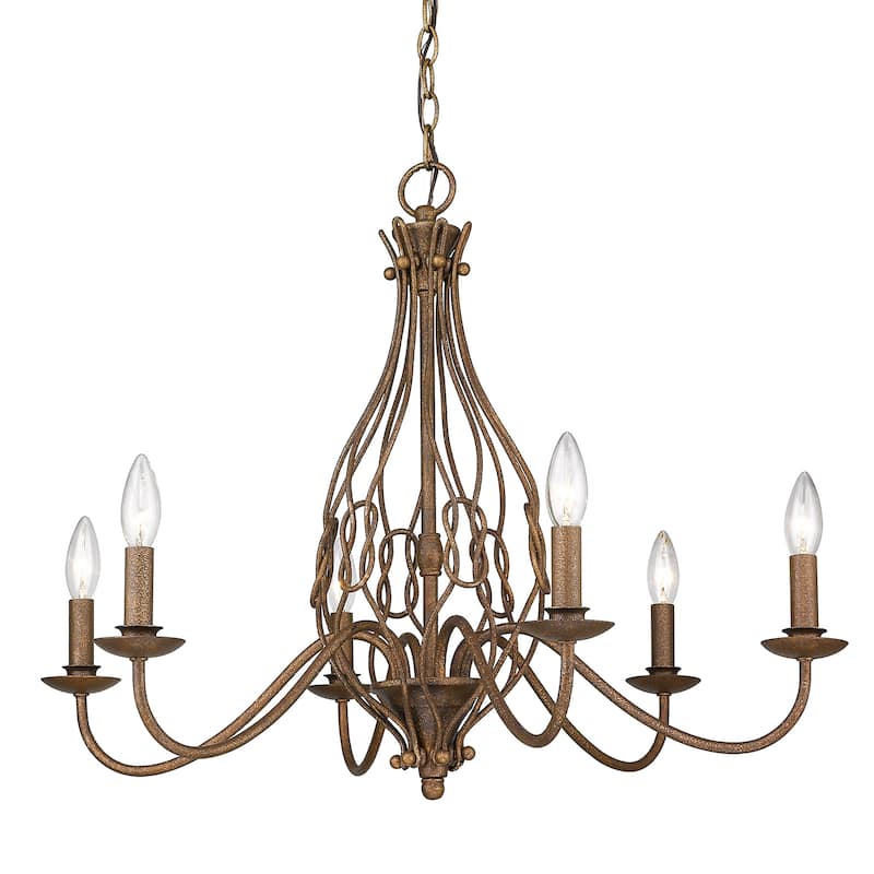 Antoinette 6 Light Chandelier - 16x22.375" - Bronze - 16x22.375"