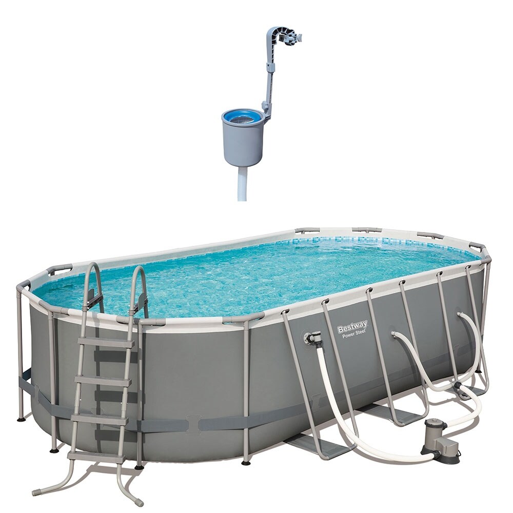 Bestway 18ft x 9ft x 4ft Power Swimming Pool w/ Surface Skimmer Cleaner -  Bed Bath & Beyond - 35460838