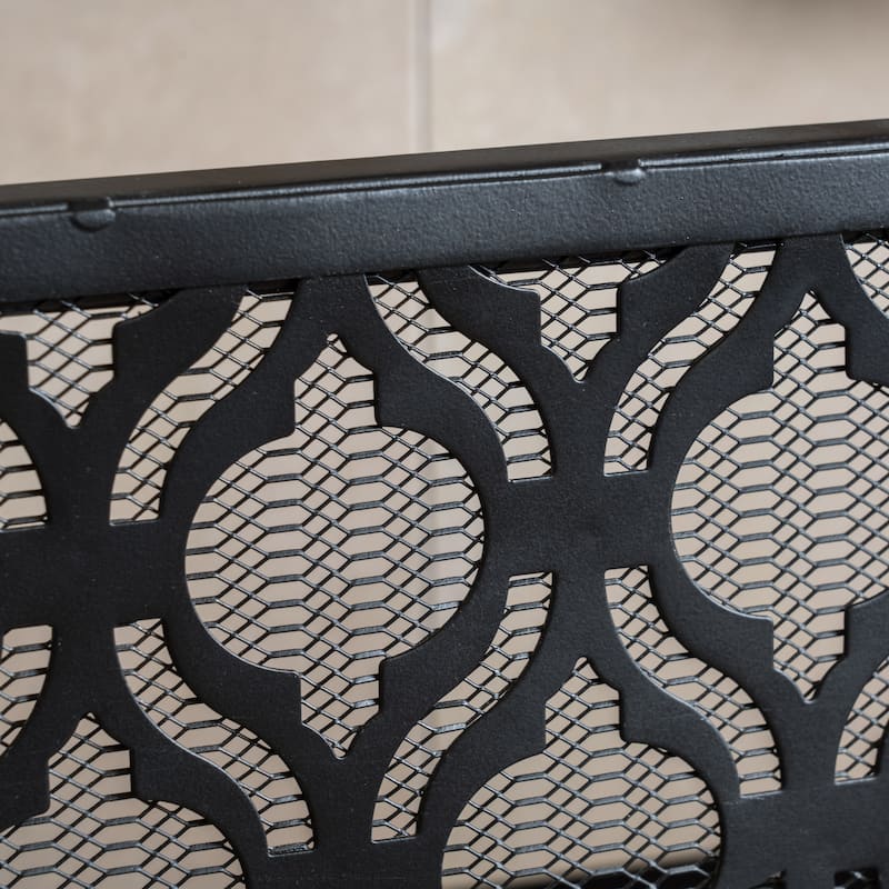 Roomfitters Modern Geometric Fireplace Screen, Single-Panel Design with Stylish Circle Patterns and Durable Mesh