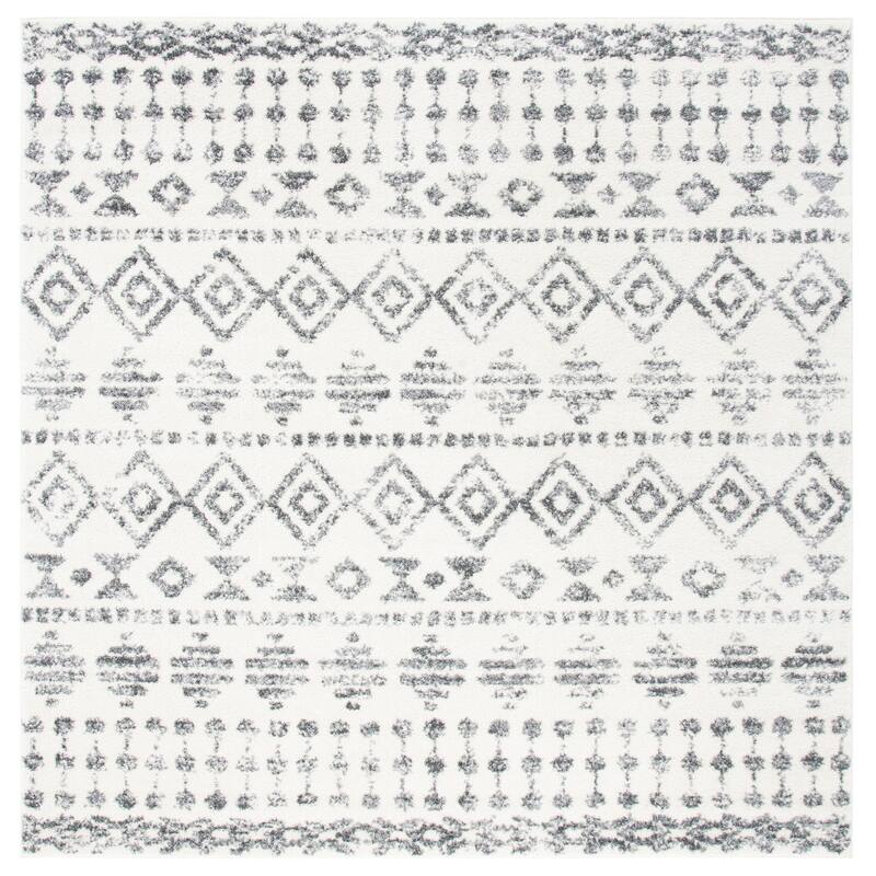 SAFAVIEH Tulum Cerstin Moroccan Boho Distressed Rug - 6'7" Square - Ivory/Grey