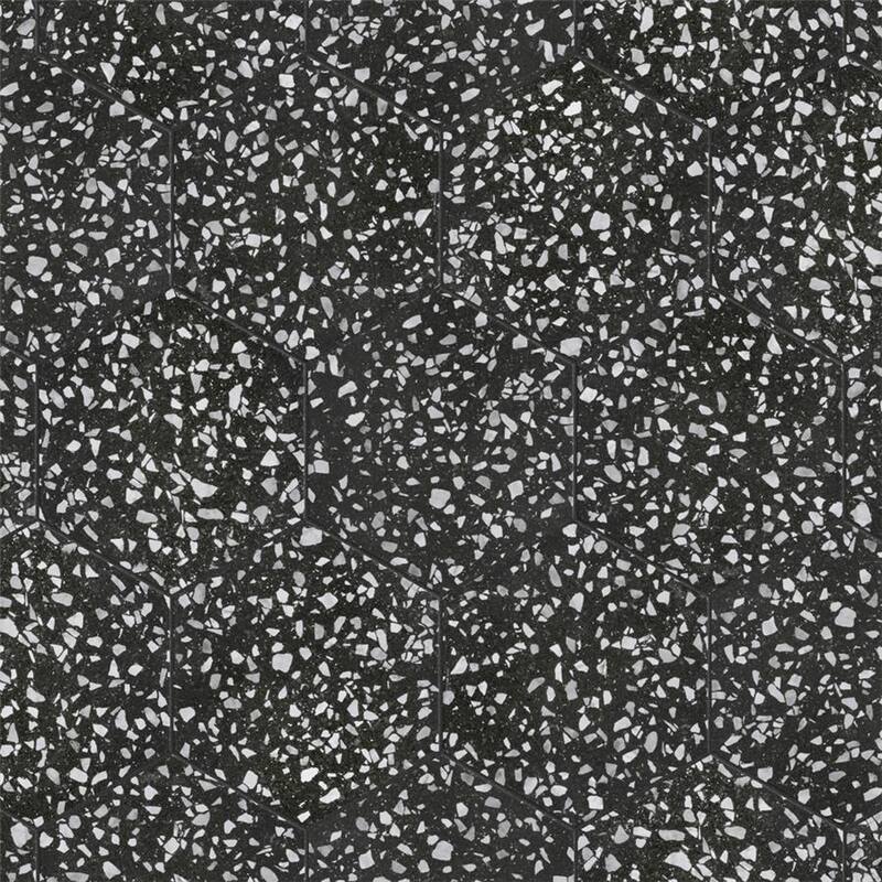Merola Tile Venice Hex Black 8.63" x 9.86" Porcelain Floor and Wall Tile