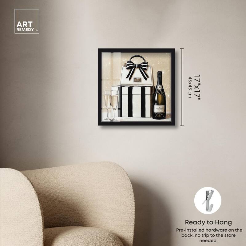 Black and White Striped Glam Shadowbox by Art Remedy
