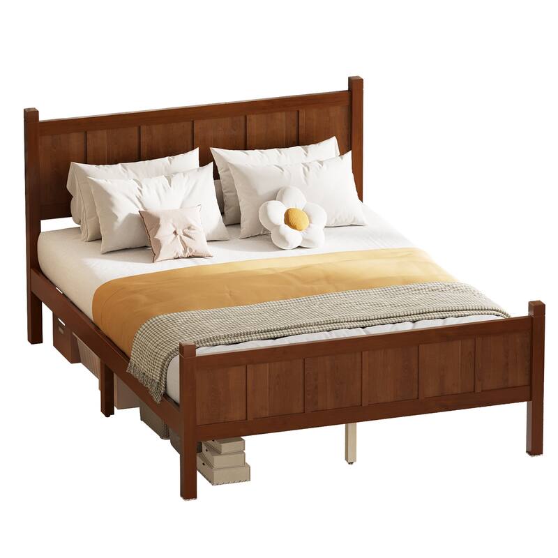 Javlergo Shaker Style Platform Bed with Wood Grain Finish Solid ...