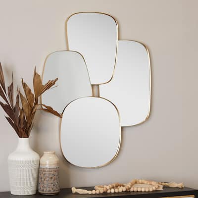 CosmoLiving by Cosmopolitan Gold Metal Room Wall Mirror with Varying Shapes - 30"W, 39"H