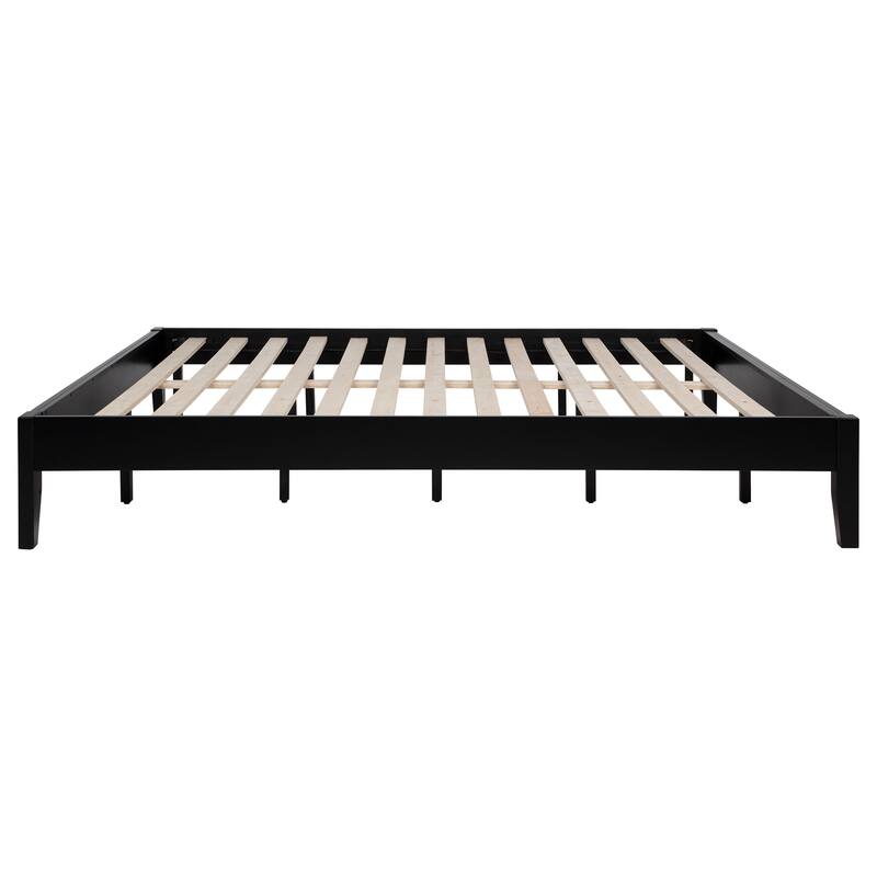 Black Eastern King Universal Platform Bed with Slatted Design