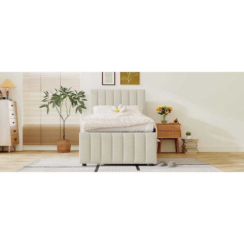 Platform Bed with Trundle and 3 Drawers
