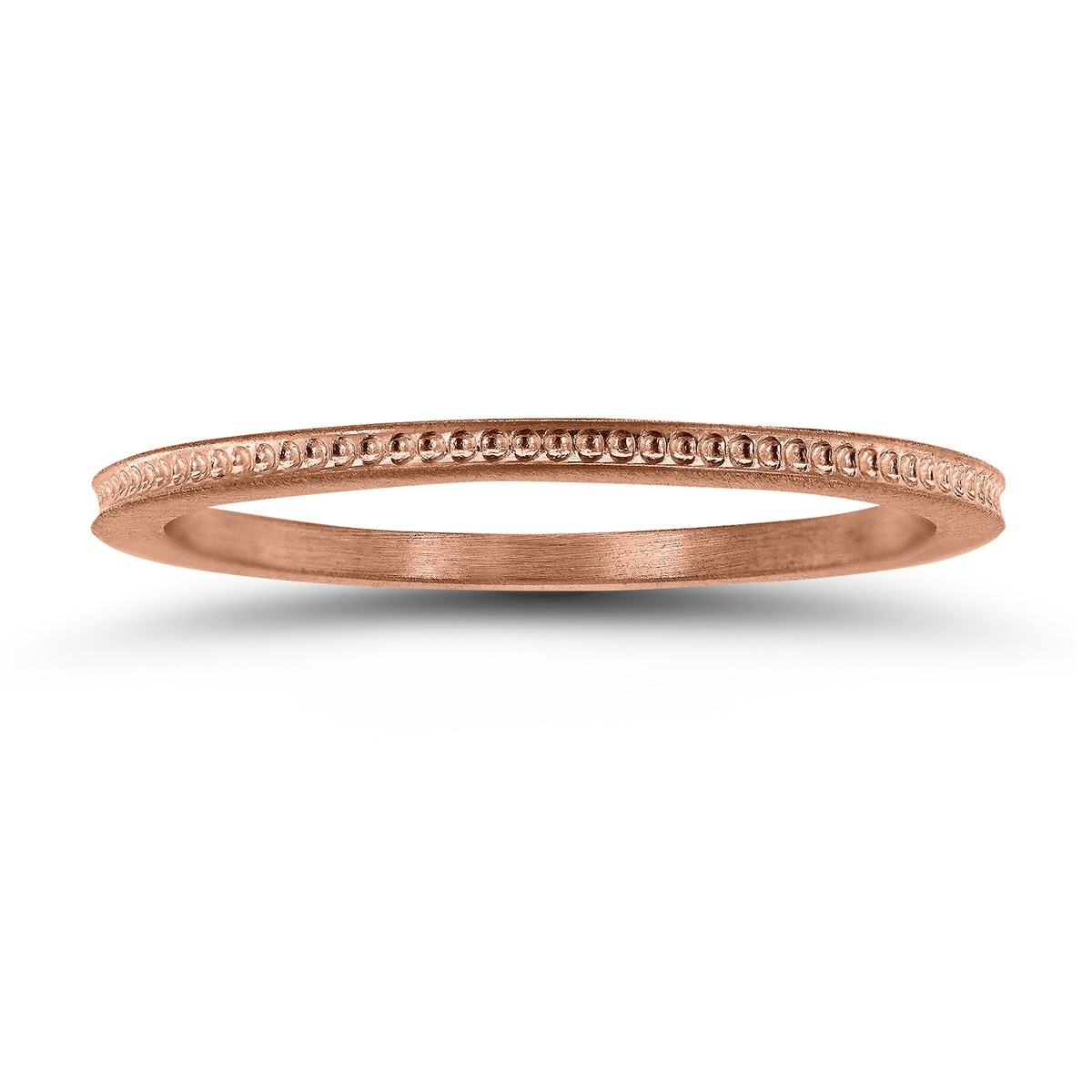 Marquee 14K Rose Gold Thin Beaded Center 1mm Stackable Band