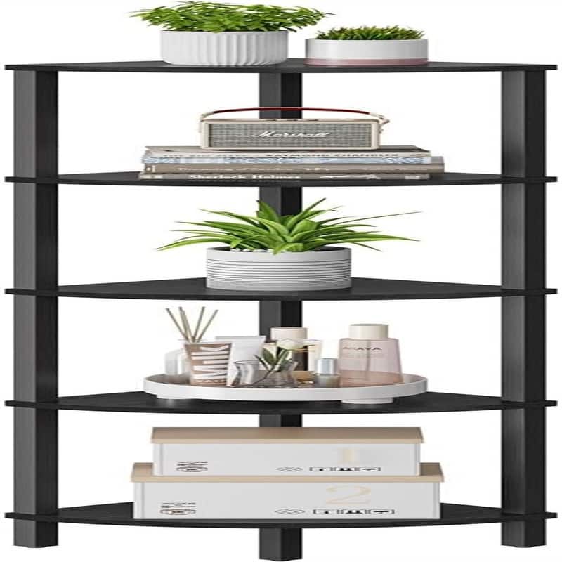 5 Tier Corner Bookshelf - 11.8"D x 11.8"W x 53.3"H