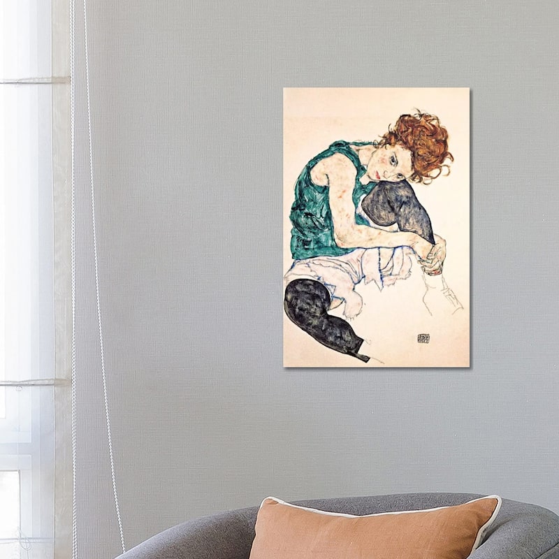 iCanvas "Seated Woman With Bent Knee II" by Egon Schiele Canvas Print - 26x18x1.5