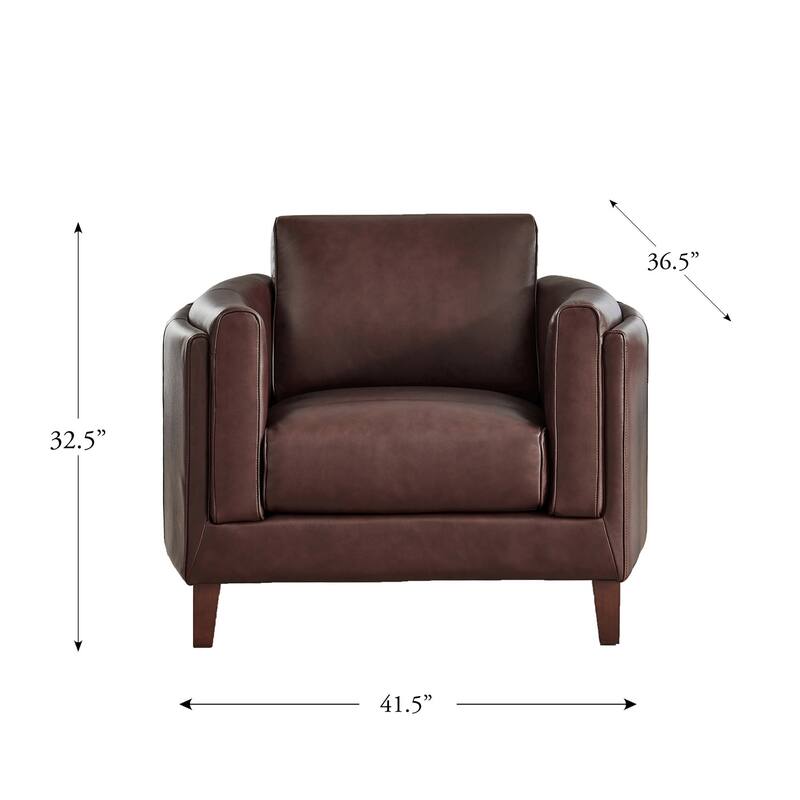 Hydeline Maui Top Grain Leather Chair With Feather, Memory Foam and Springs