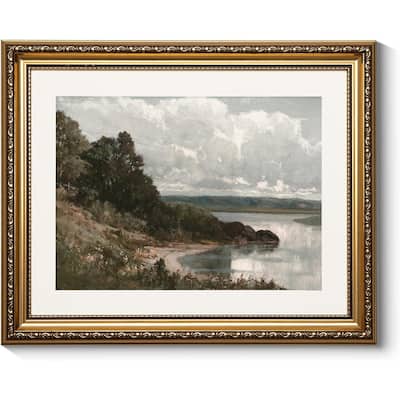 Vintage Gold Framed Wall Art, Retro Seaside Landscape