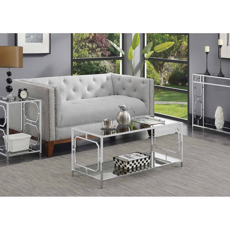 Convenience Concepts Omega Chrome Coffee Table with Shelf