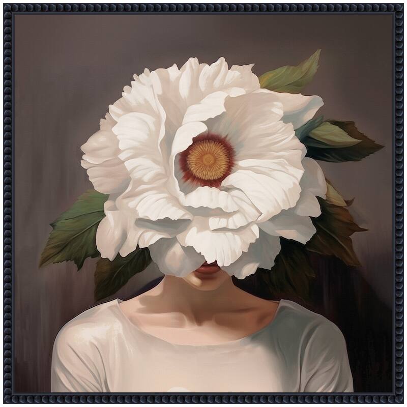Kate and Laurel Sylvie White Flower Woman Portrait Framed Canvas by The Creative Bunch Studio