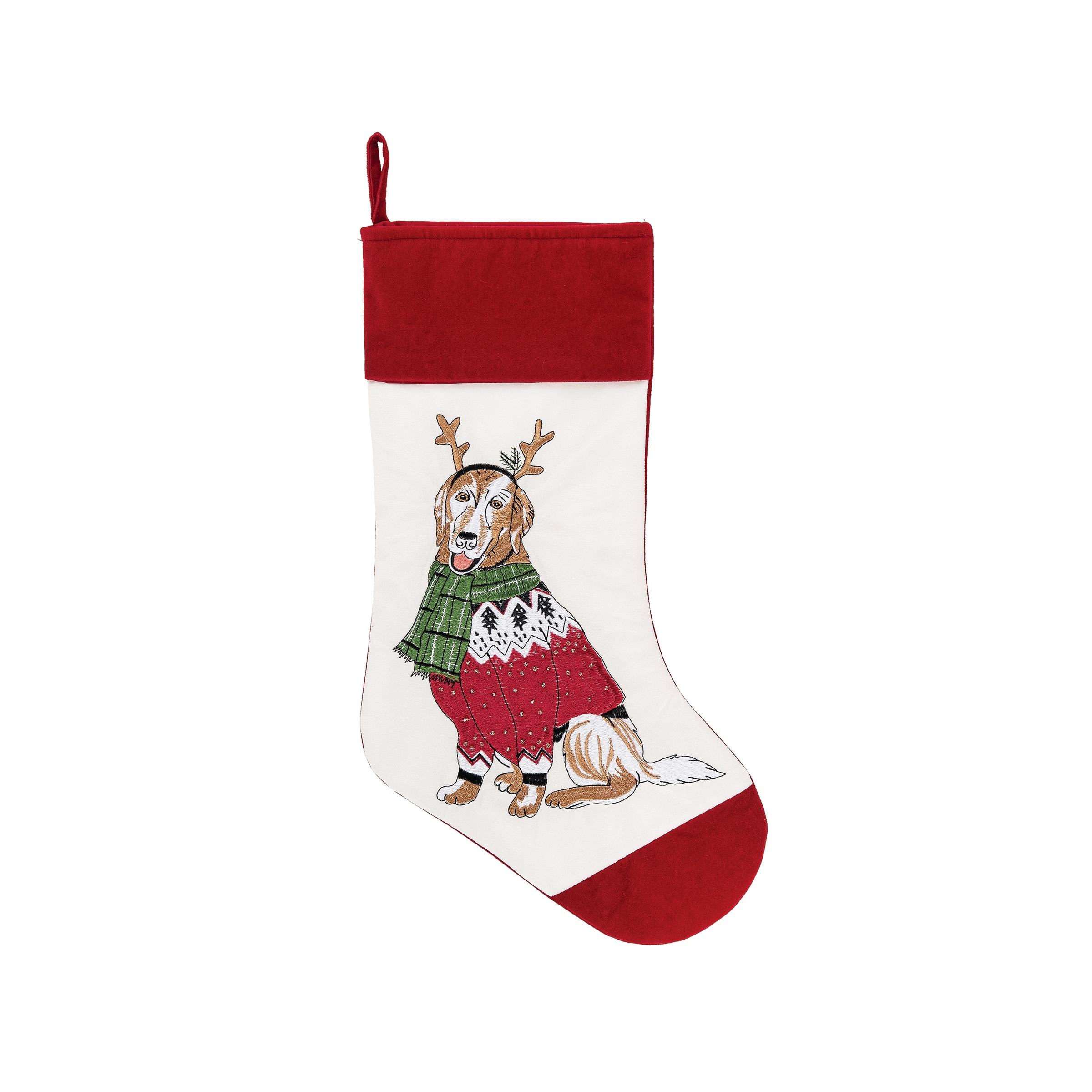 Dog Christmas Embroidered Christmas Stocking