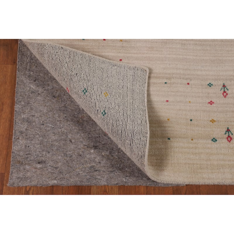 Tribal Gabbeh Indian Area Rug Hand-Knotted Modern Wool Carpet - 5'3"x 7'9"