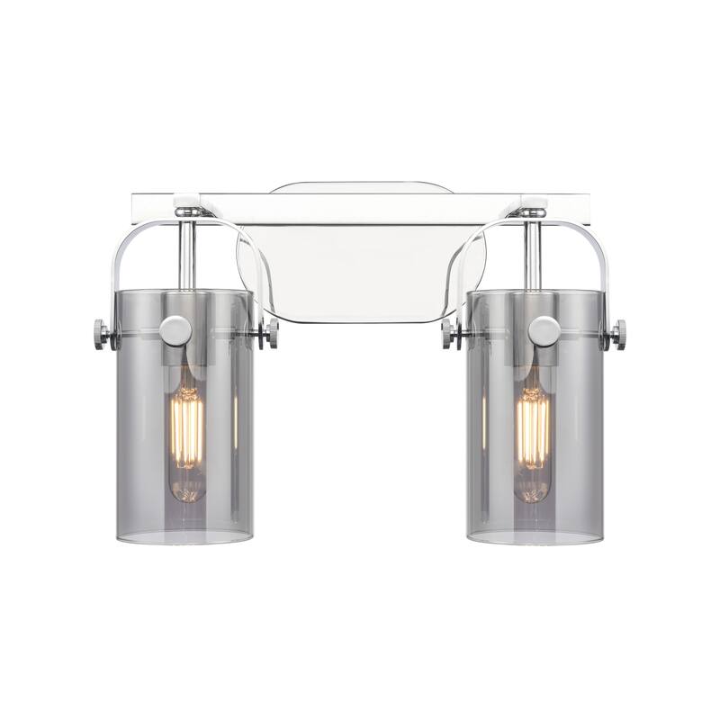 Innovations Lighting 423-2W-10-15 Pilaster II Cylinder Vanity Pilaster - Polished Chrome / Plated Smoke