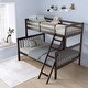 preview thumbnail 10 of 15, Twin over Full Bunk Bed Rubber Wood Convertible with Ladder Guardrail