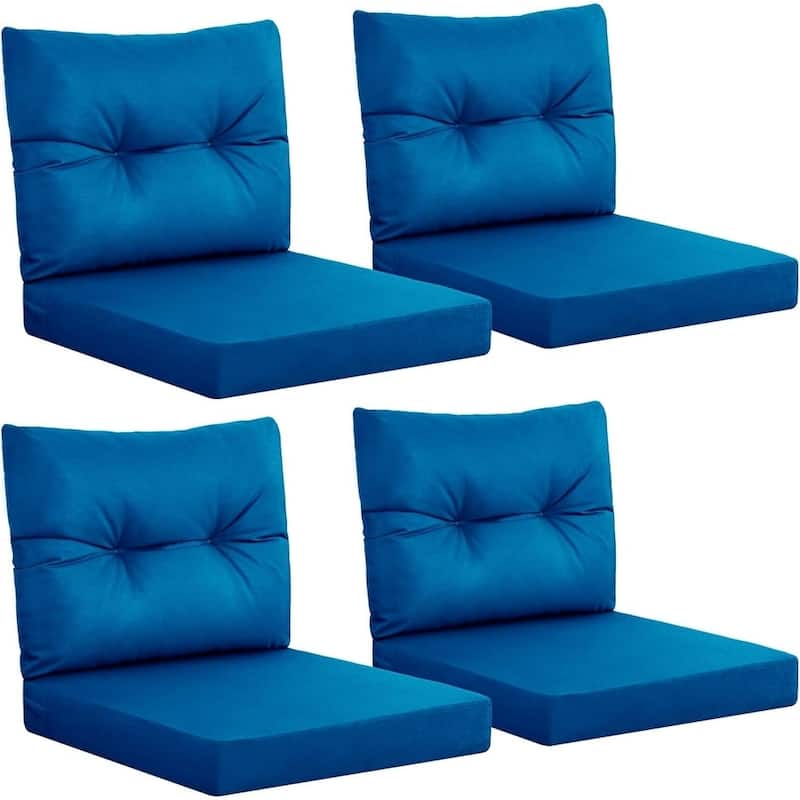 WINSOON 24x24 Inch Outdoor Deep Seat Cushion Set,Waterproof and Resistant Set Of 4 - Dark Blue