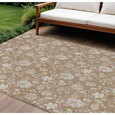 HomeRoots Floral Transitional Rectangle Outdoor Rug