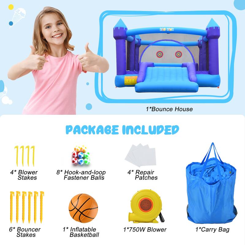 15.3'x 12' 840D Large Bounce House Oxford Inflatable Bouncers with Blower & Slide