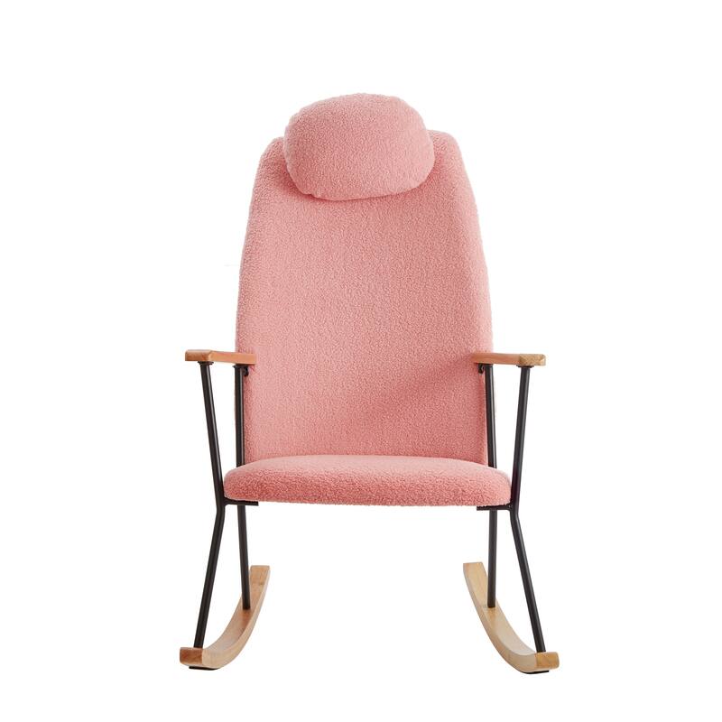 Accent Rocking Chair with Adjustable Headrest Pillow