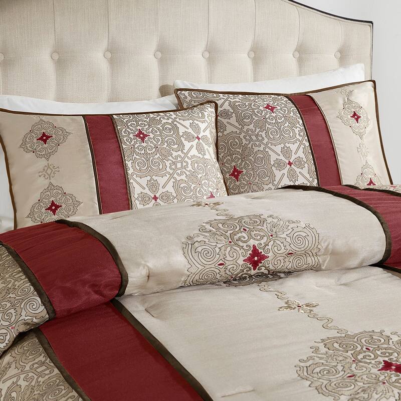 GDF Studio - 7-Piece Jacquard Comforter Set with Decorative Pillows