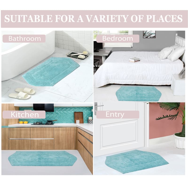 Waterford Collection 100% Cotton Non-Slip Bathroom Rug Set, Machine Washable Bath Rug, 5 Piece Bath Mat Set with Contour