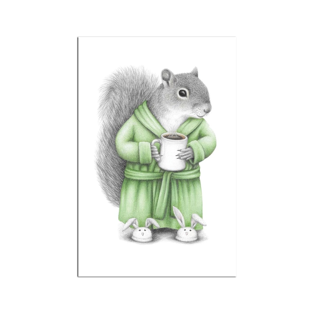 Coffee Squirrel Fine Art Paper Print by Mandy Heck - Multi